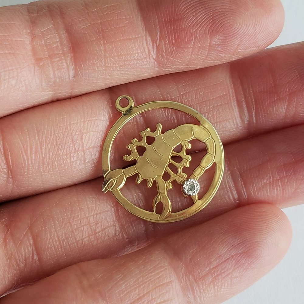 Horoscope Scorpio 14k Gold Pendant with Small Gem